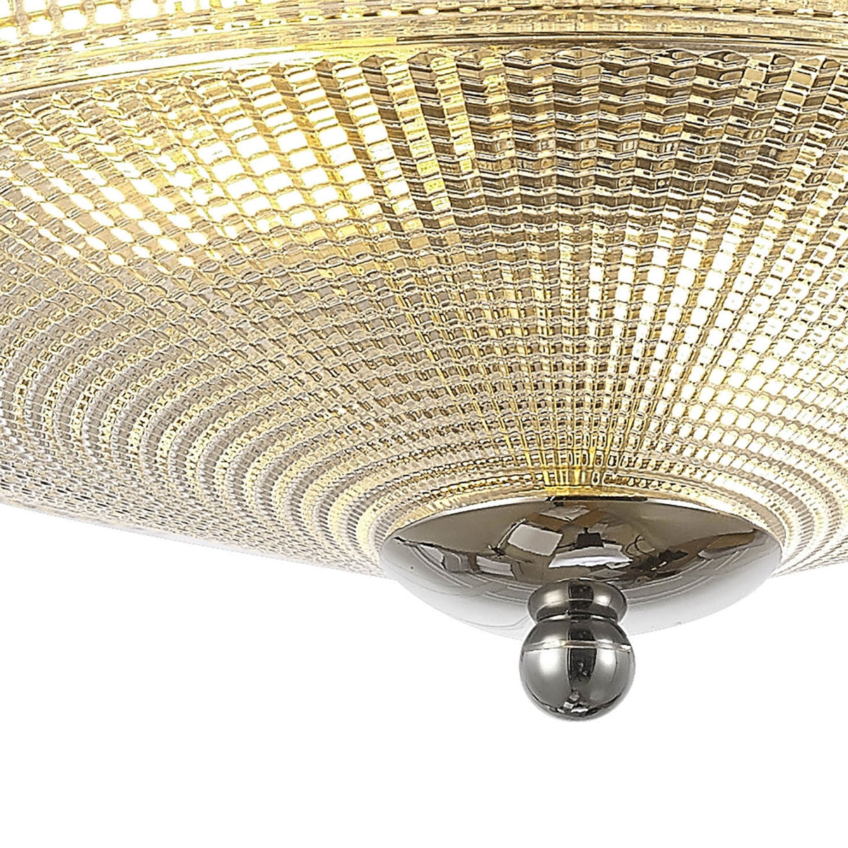 Stowford Medium Flush Ceiling Light in Polished Nickel & Clear Prismatic Glass