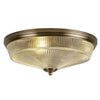 Stowford Large Flush Ceiling Light in Antique Brass & Clear Prismatic Glass