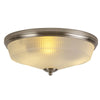 Stowford Large Flush Ceiling Light in Satin Nickel & Frosted Prismatic Glass