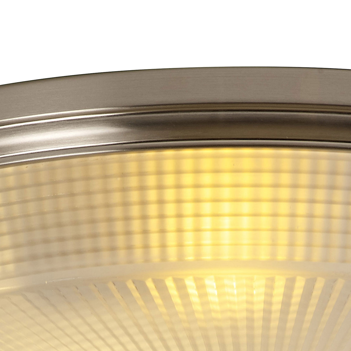 Stowford Large Flush Ceiling Light in Satin Nickel & Frosted Prismatic Glass