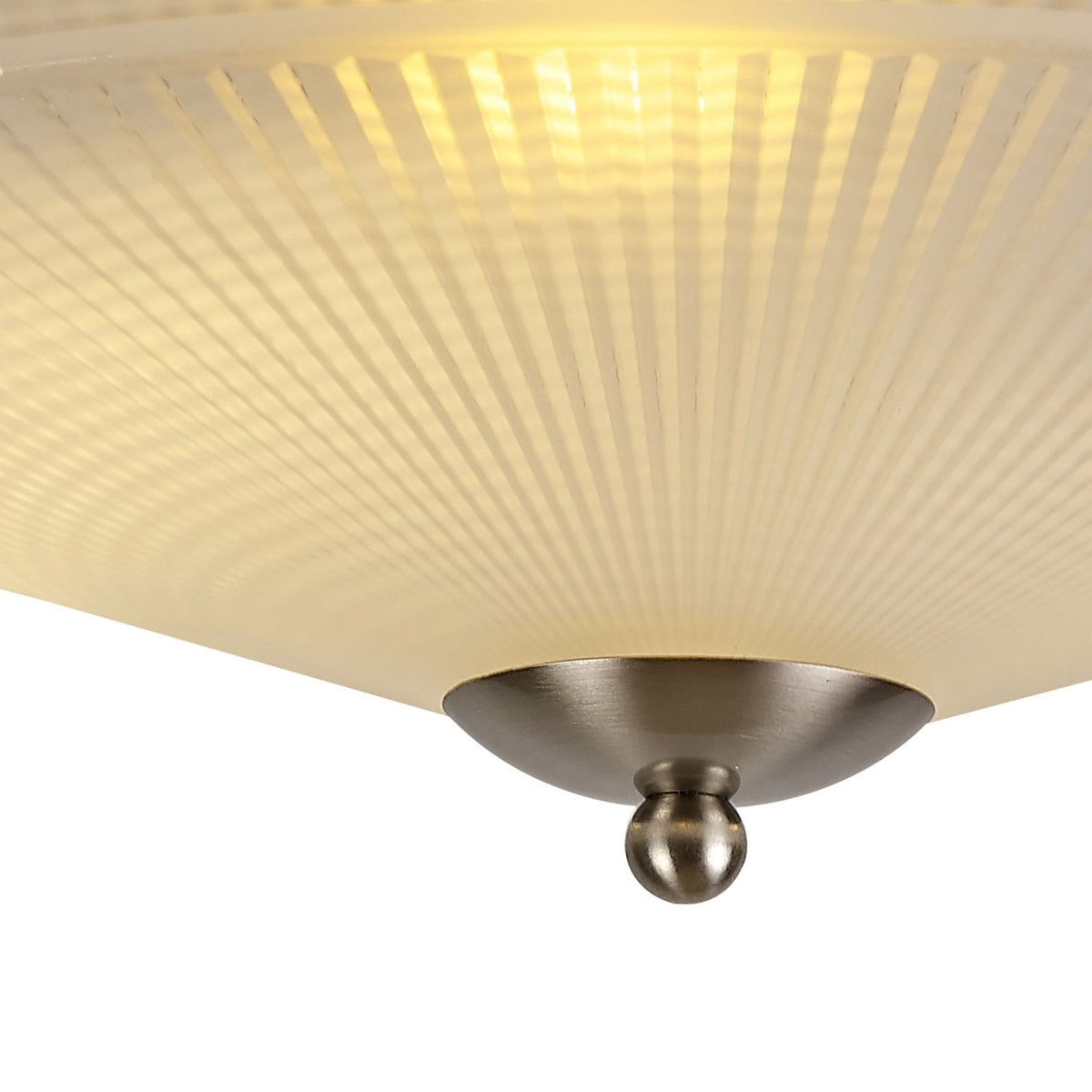 Stowford Large Flush Ceiling Light in Satin Nickel & Frosted Prismatic Glass