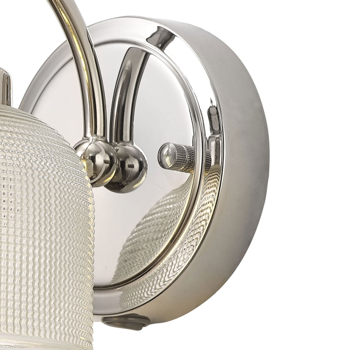 Stowford Switched Single Wall Light in Polished Nickel & Clear Prismatic Glass