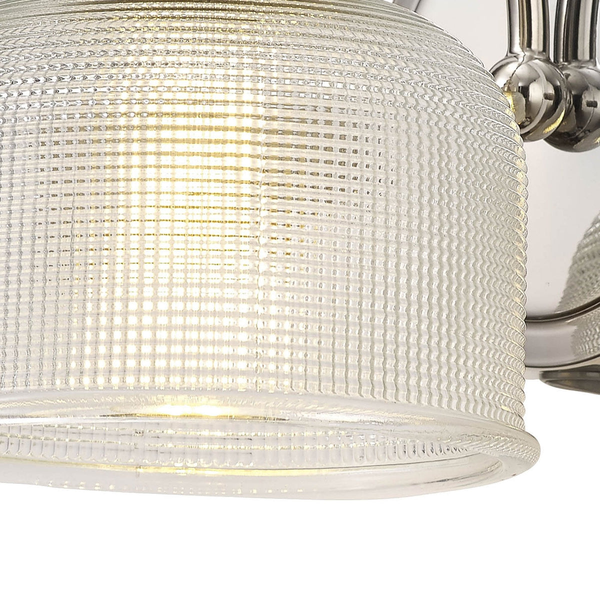 Stowford Switched Single Wall Light in Polished Nickel & Clear Prismatic Glass