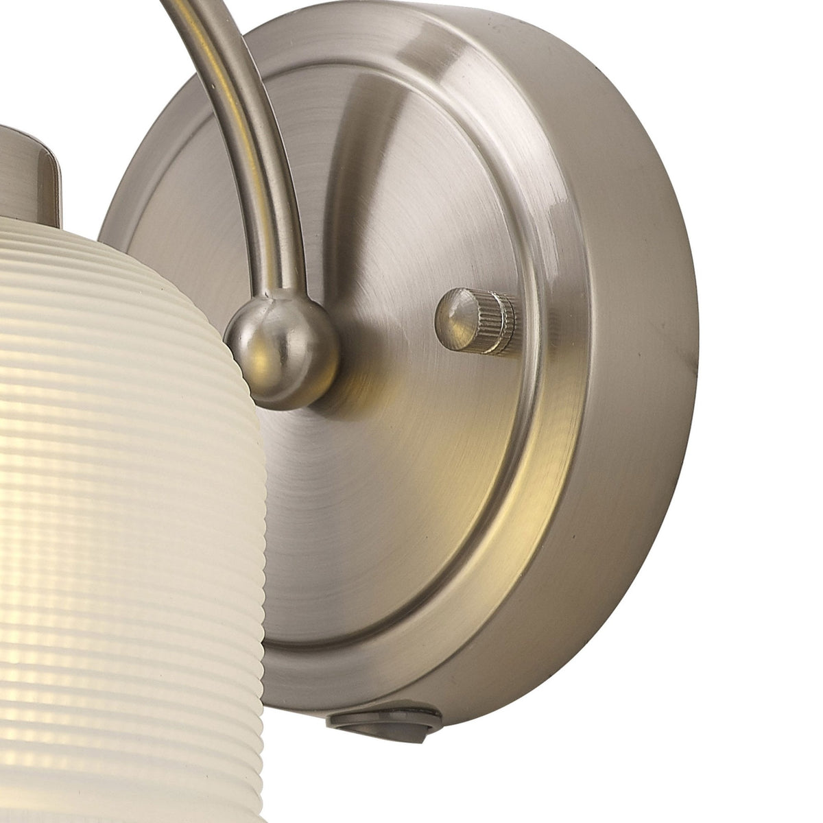 Stowford Switched Single Wall Light in Satin Nickel & Frosted Prismatic Glass