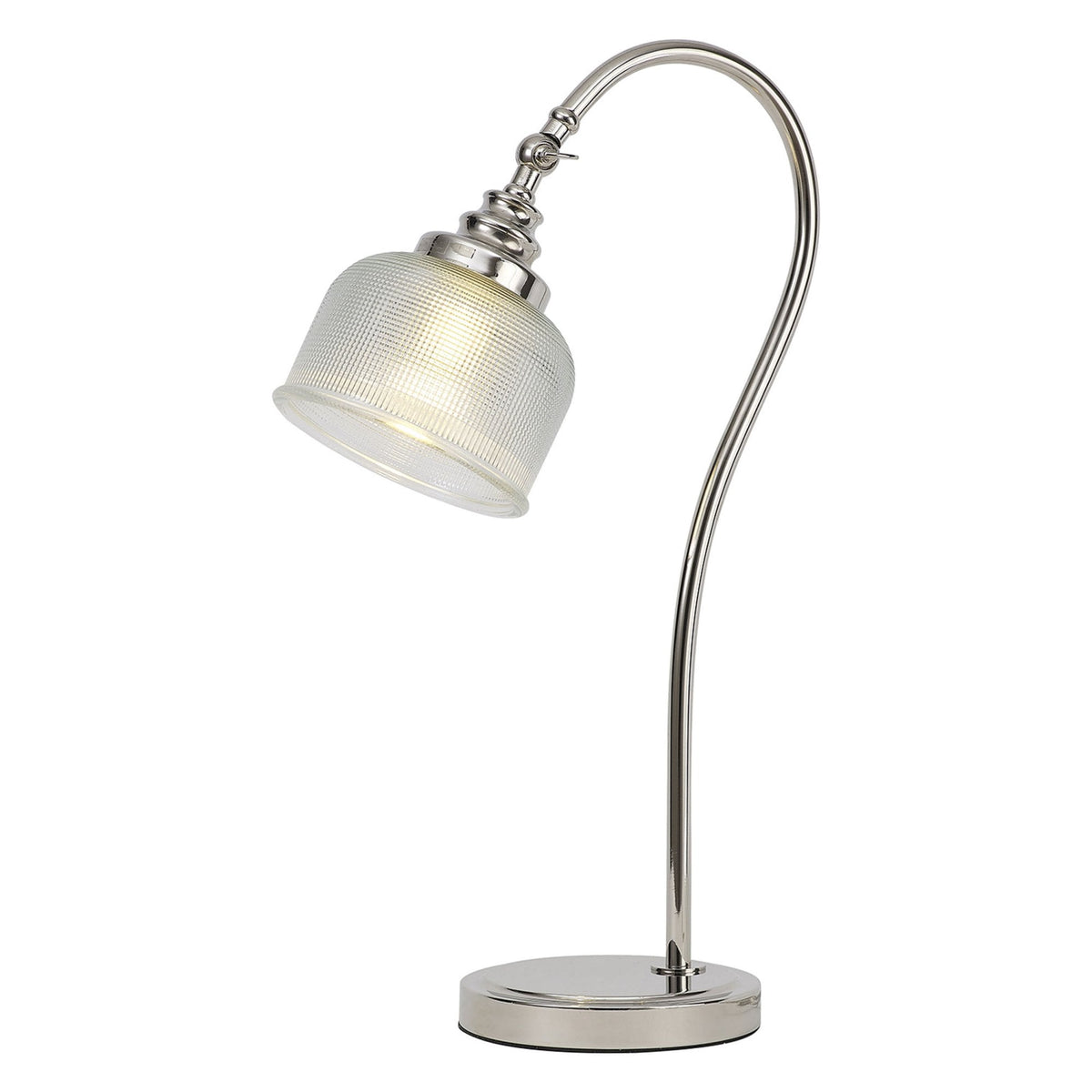 Stowford Table Lamp in Polished Nickel & Clear Prismatic Glass