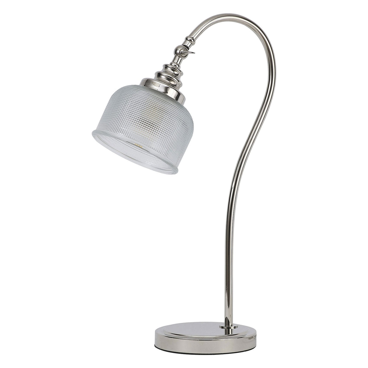 Stowford Table Lamp in Polished Nickel & Clear Prismatic Glass