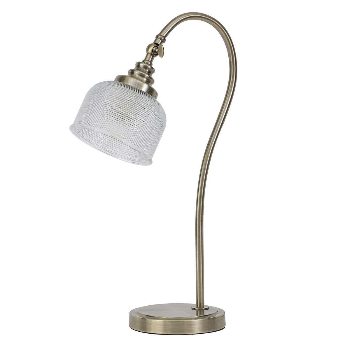 Stowford Table Lamp in Antique Brass & Clear Prismatic Glass