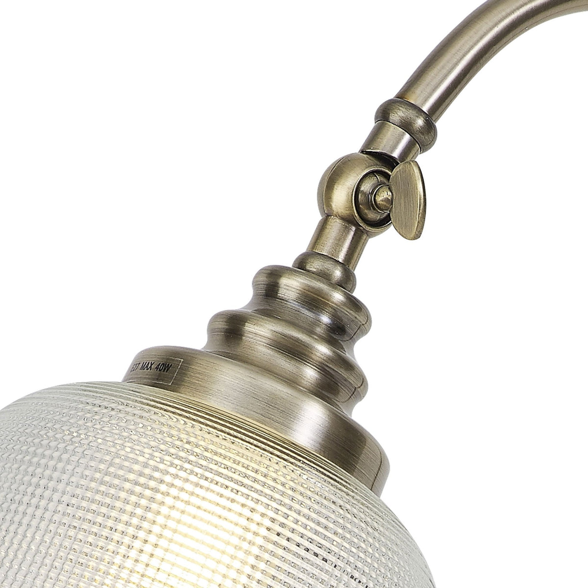 Stowford Table Lamp in Antique Brass & Clear Prismatic Glass