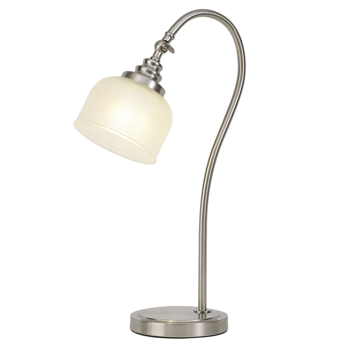 Stowford Table Lamp in Satin Nickel & Frosted Prismatic Glass