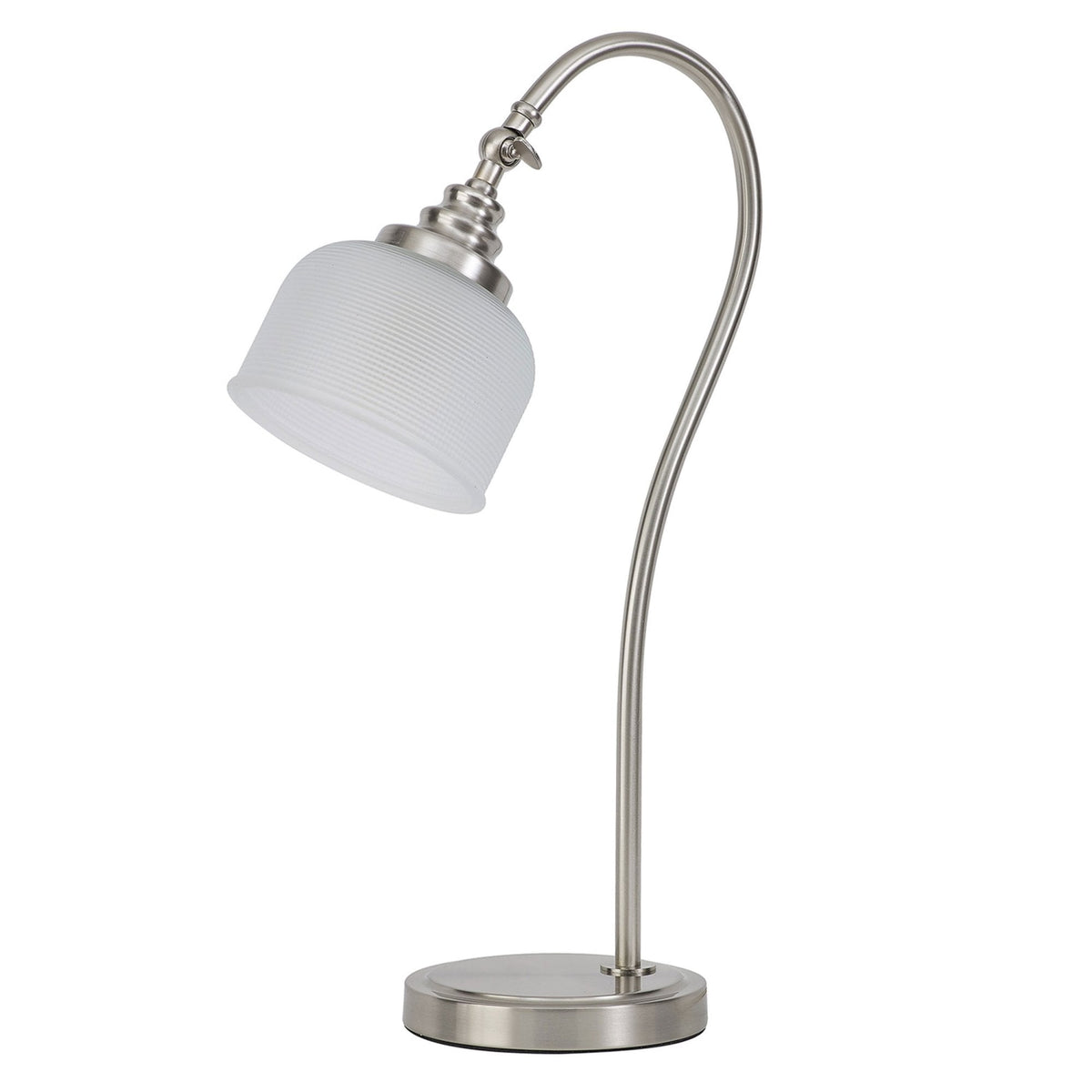Stowford Table Lamp in Satin Nickel & Frosted Prismatic Glass
