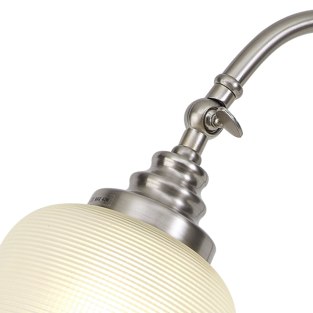 Stowford Table Lamp in Satin Nickel & Frosted Prismatic Glass