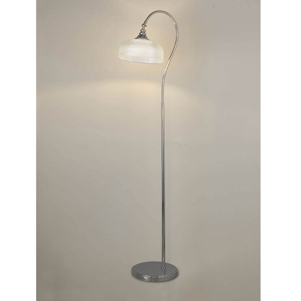 Stowford Floor Lamp in Polished Nickel & Clear Prismatic Glass