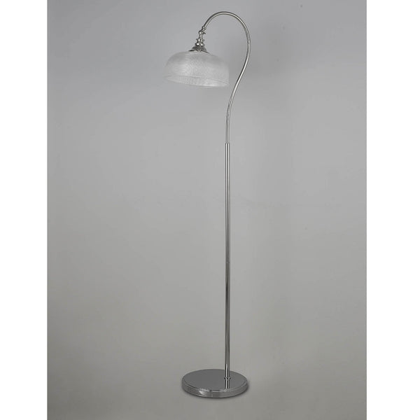 Stowford Floor Lamp in Polished Nickel & Clear Prismatic Glass