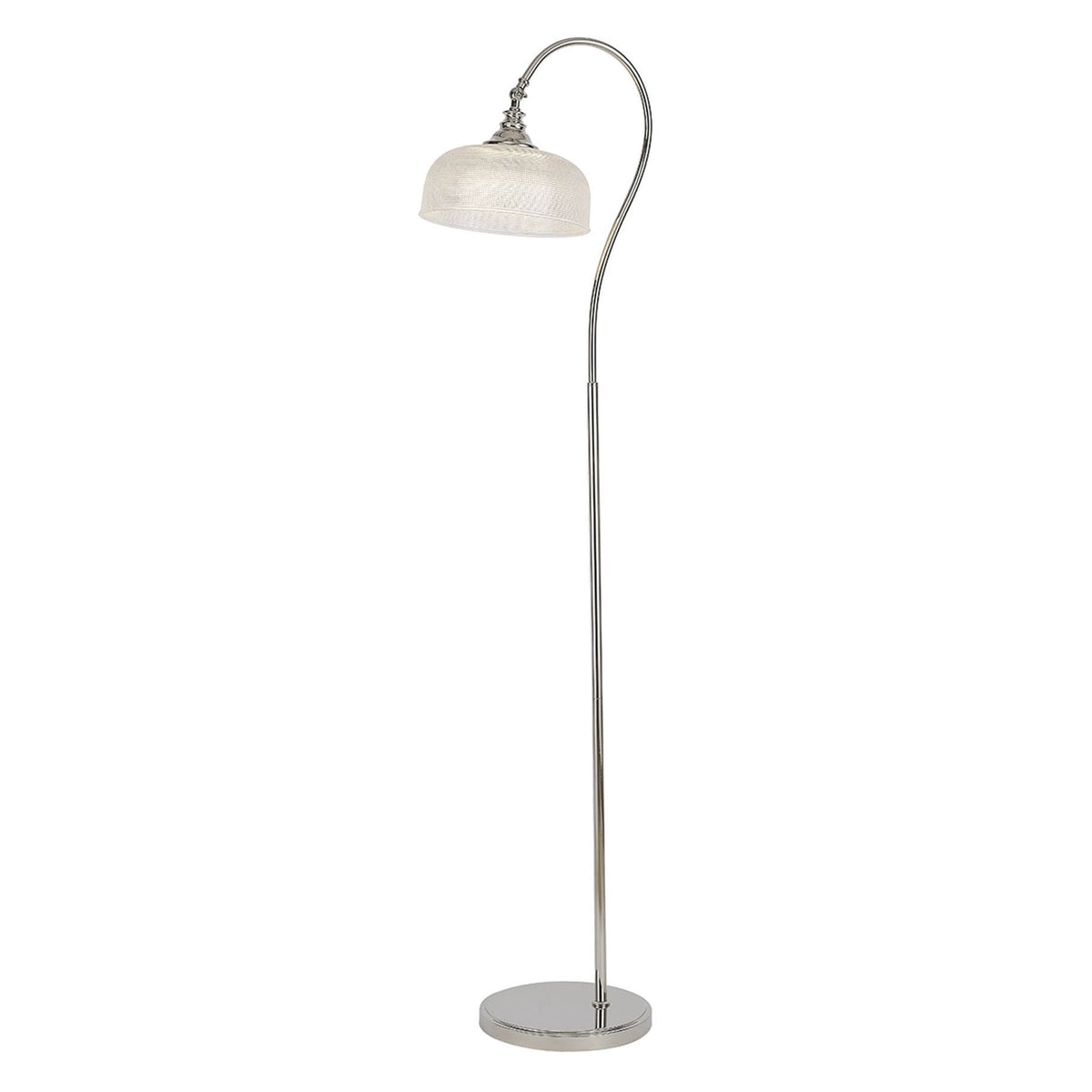Stowford Floor Lamp in Polished Nickel & Clear Prismatic Glass