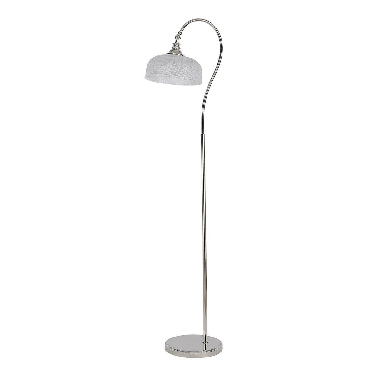 Stowford Floor Lamp in Polished Nickel & Clear Prismatic Glass