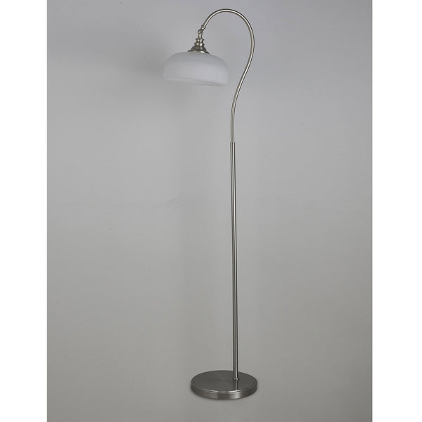 Stowford Floor Lamp in Satin Nickel & Frosted Prismatic Glass