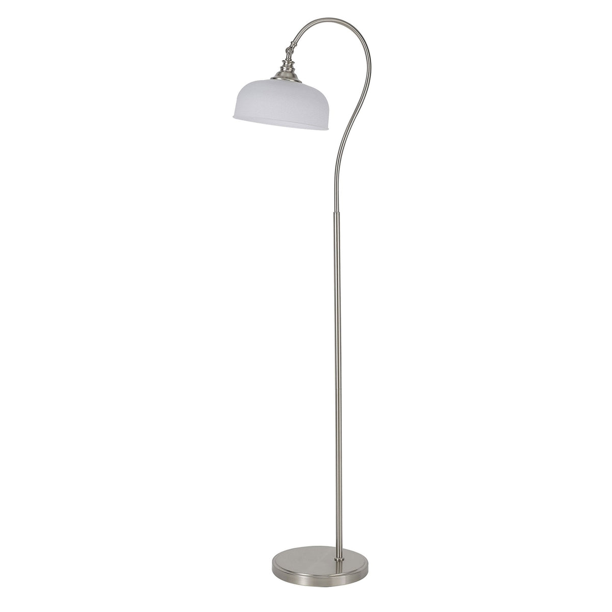 Stowford Floor Lamp in Satin Nickel & Frosted Prismatic Glass