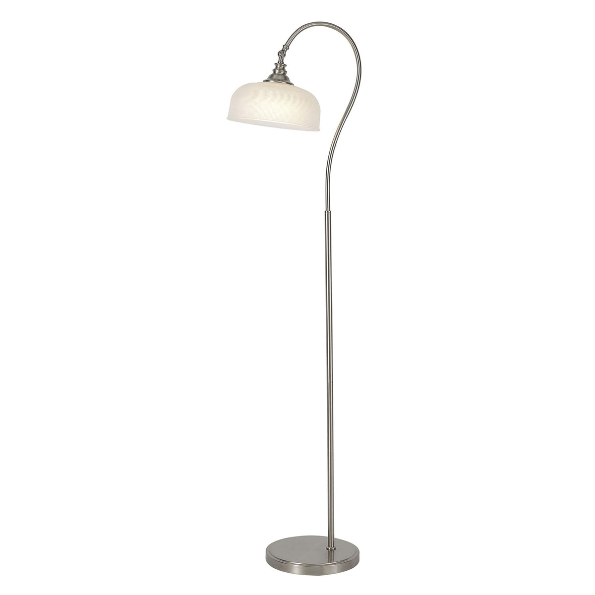 Stowford Floor Lamp in Satin Nickel & Frosted Prismatic Glass