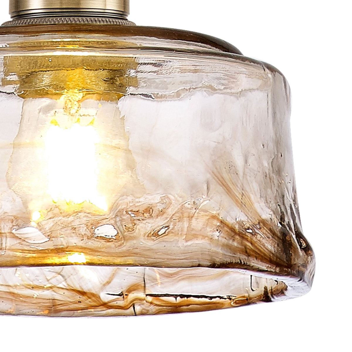 Worlington Switched Pendant in Antique Brass with Golden Brown Cable & Brown Bowl Glass