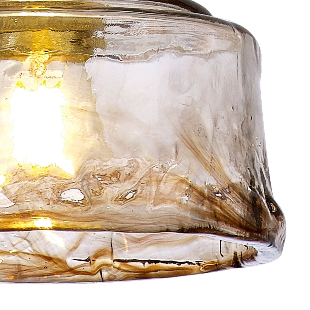 Worlington Switched Pendant in Brass with Gold Twisted Cable & Brown Bowl Glass