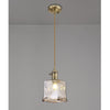 Worlington Switched Pendant in Antique Brass with Golden Brown Cable & Brown Square Glass
