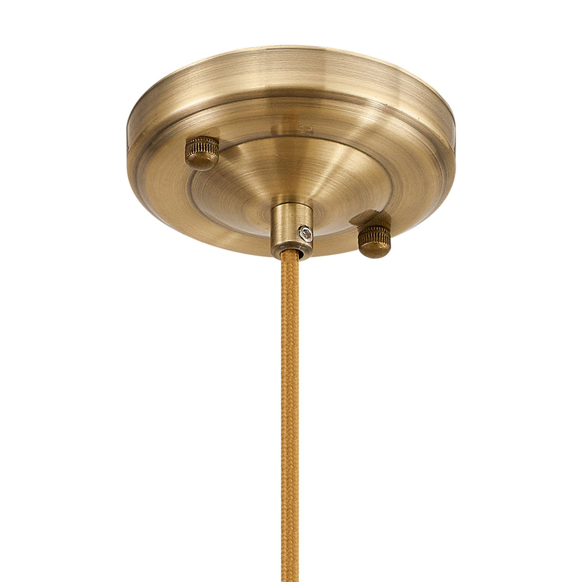 Worlington Switched Pendant in Antique Brass with Golden Brown Cable & Brown Square Glass