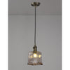 Worlington Switched Pendant in Antique Brass with Black Twisted Cable & Brown Square Glass
