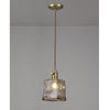 Worlington Switched Pendant in Brass with Gold Twisted Cable & Brown Square Glass