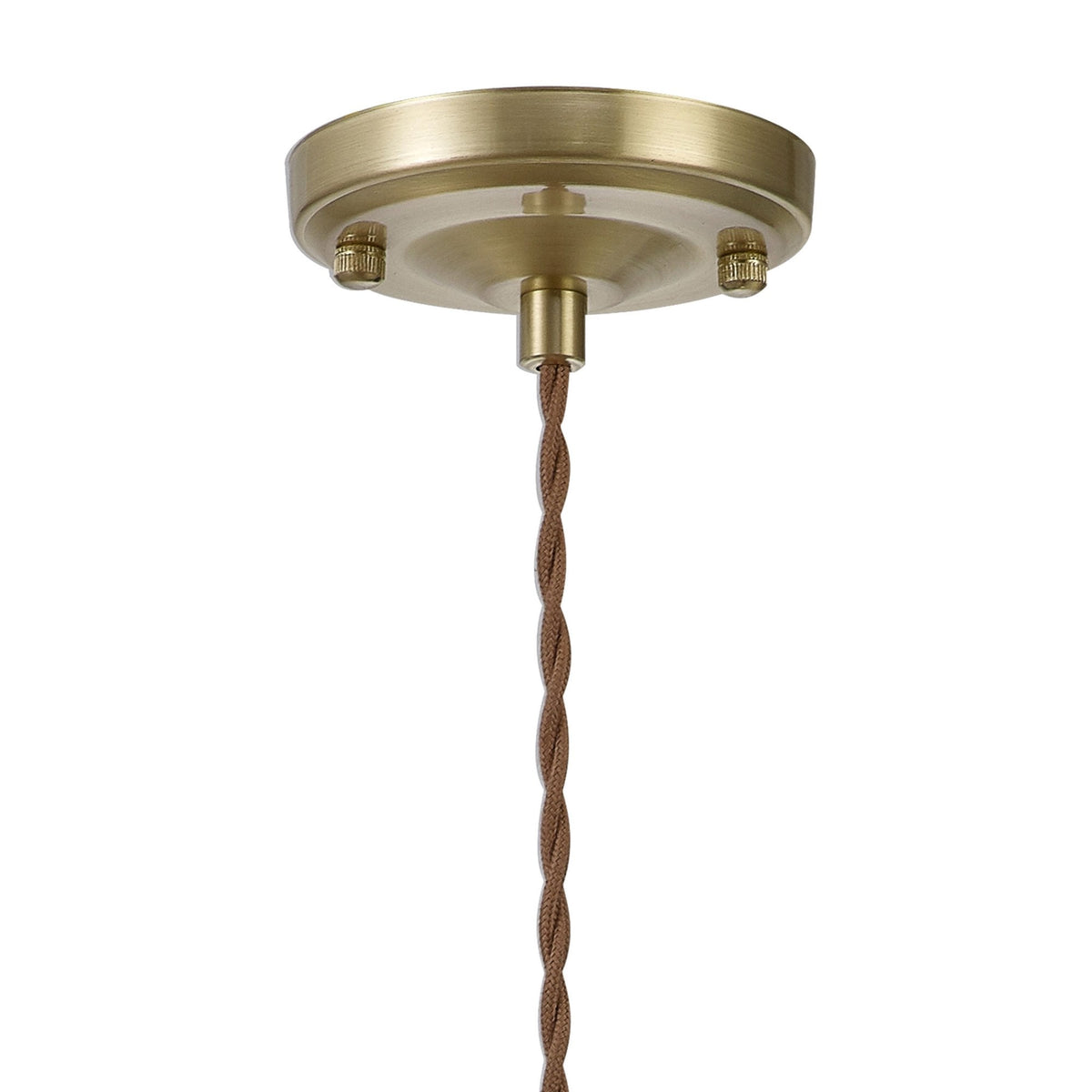 Worlington Switched Pendant in Brass with Gold Twisted Cable & Brown Square Glass