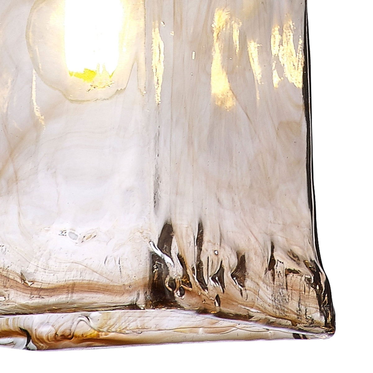 Worlington Switched Pendant in Brass with Gold Twisted Cable & Brown Square Glass