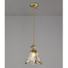 Worlington Switched Pendant in Antique Brass with Golden Brown Cable & Brown Flower Glass