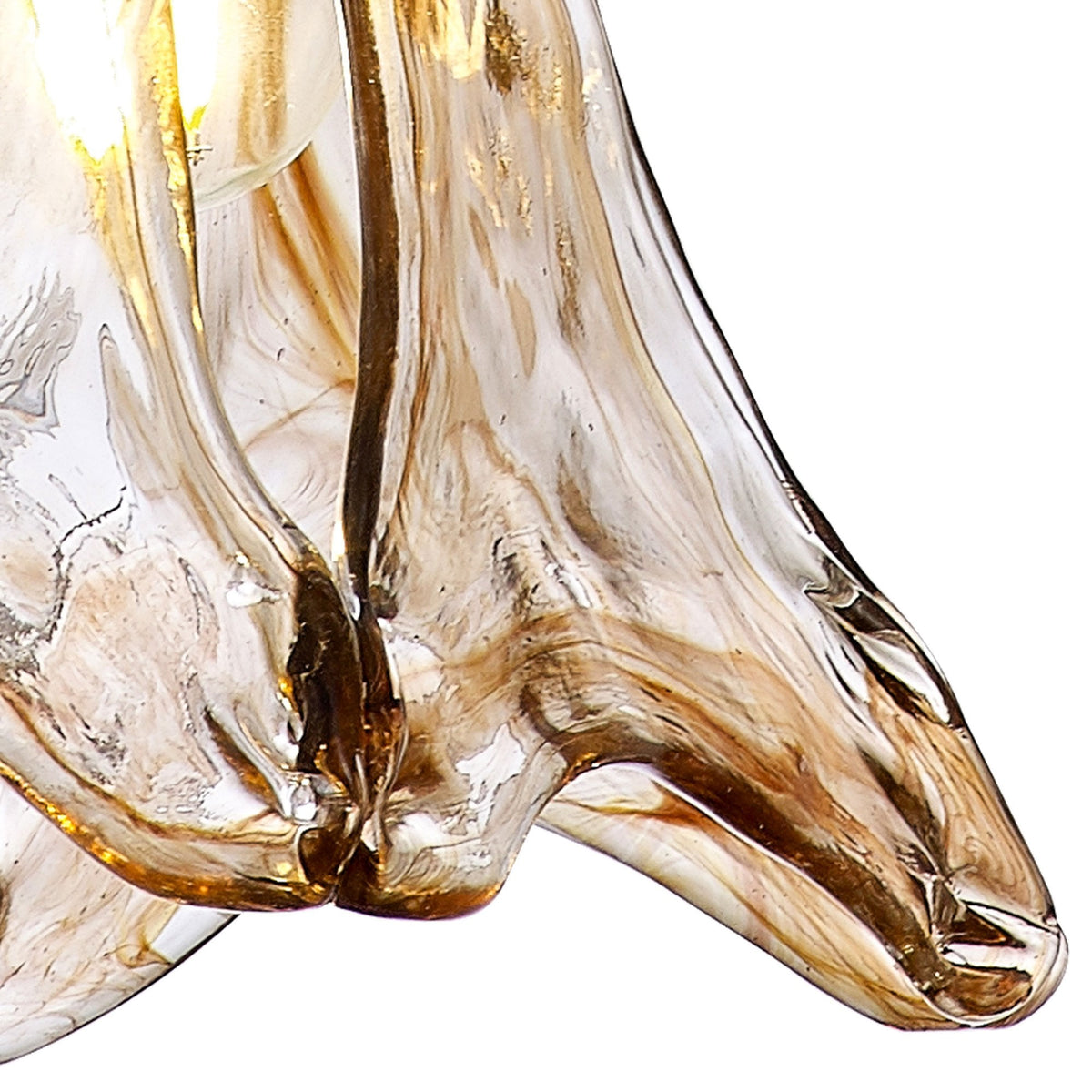 Worlington Switched Pendant in Antique Brass with Golden Brown Cable & Brown Flower Glass