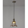 Worlington Switched Pendant in Antique Brass with Black Twisted Cable & Brown Flower Glass