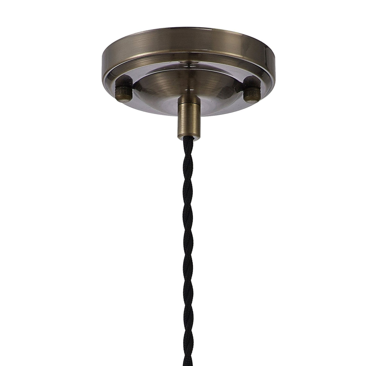 Worlington Switched Pendant in Antique Brass with Black Twisted Cable