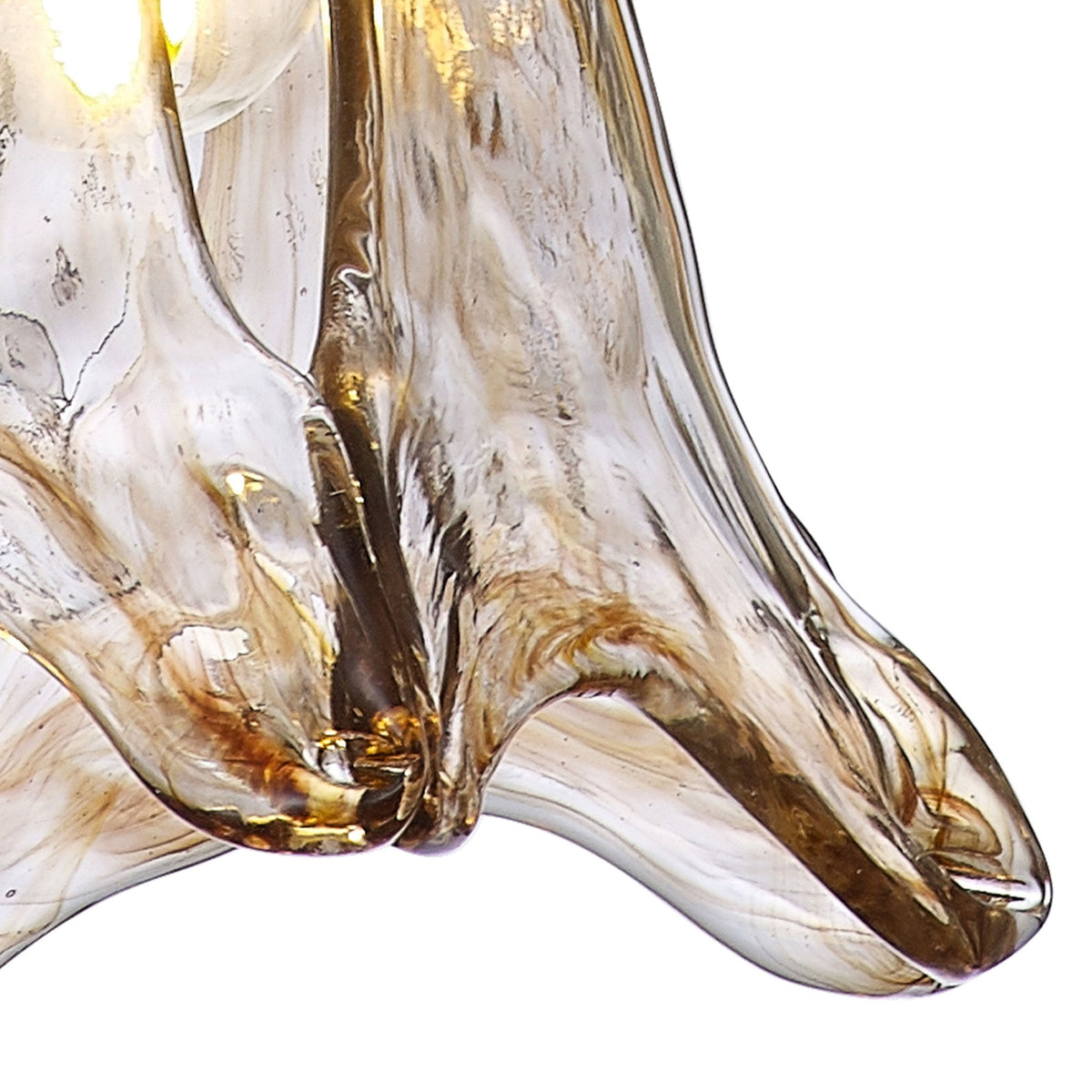 Worlington Switched Pendant in Antique Brass with Black Twisted Cable & Brown Flower Glass