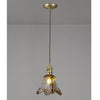 Worlington Switched Pendant in Brass with Gold Twisted Cable & Brown Flower Glass