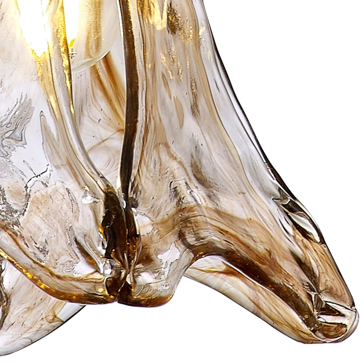 Lumiere Worlington Switched Pendant in Brass with Gold Twisted Cable & Brown Flower Glass