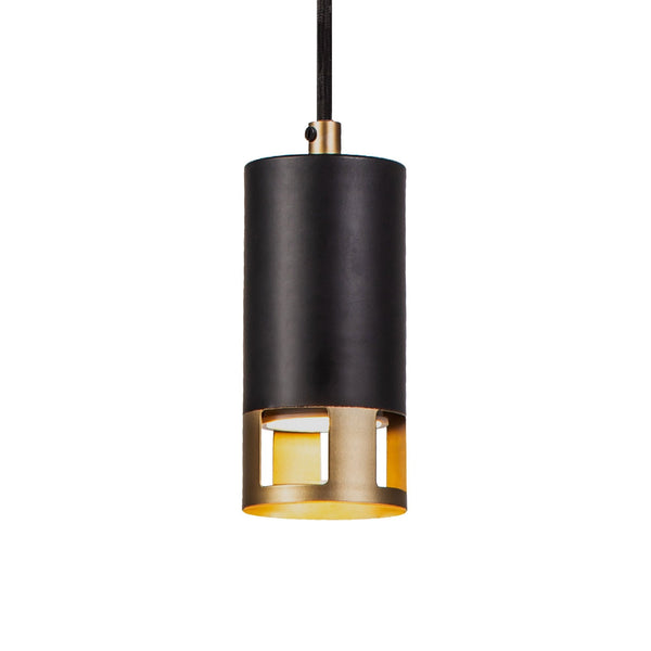 Abbey Single Drop Pendant in Black and Painted Gold