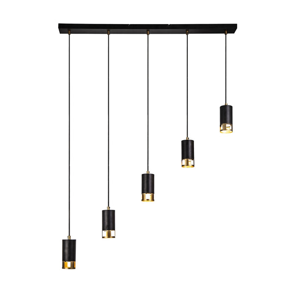 Abbey Five Drop Linear Pendant in Black and Painted Gold