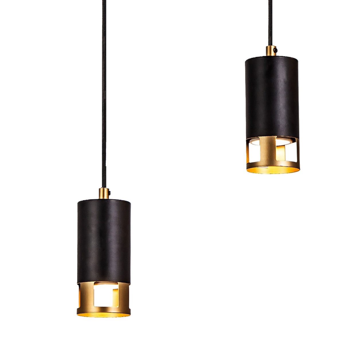 Abbey Five Drop Linear Pendant in Black and Painted Gold