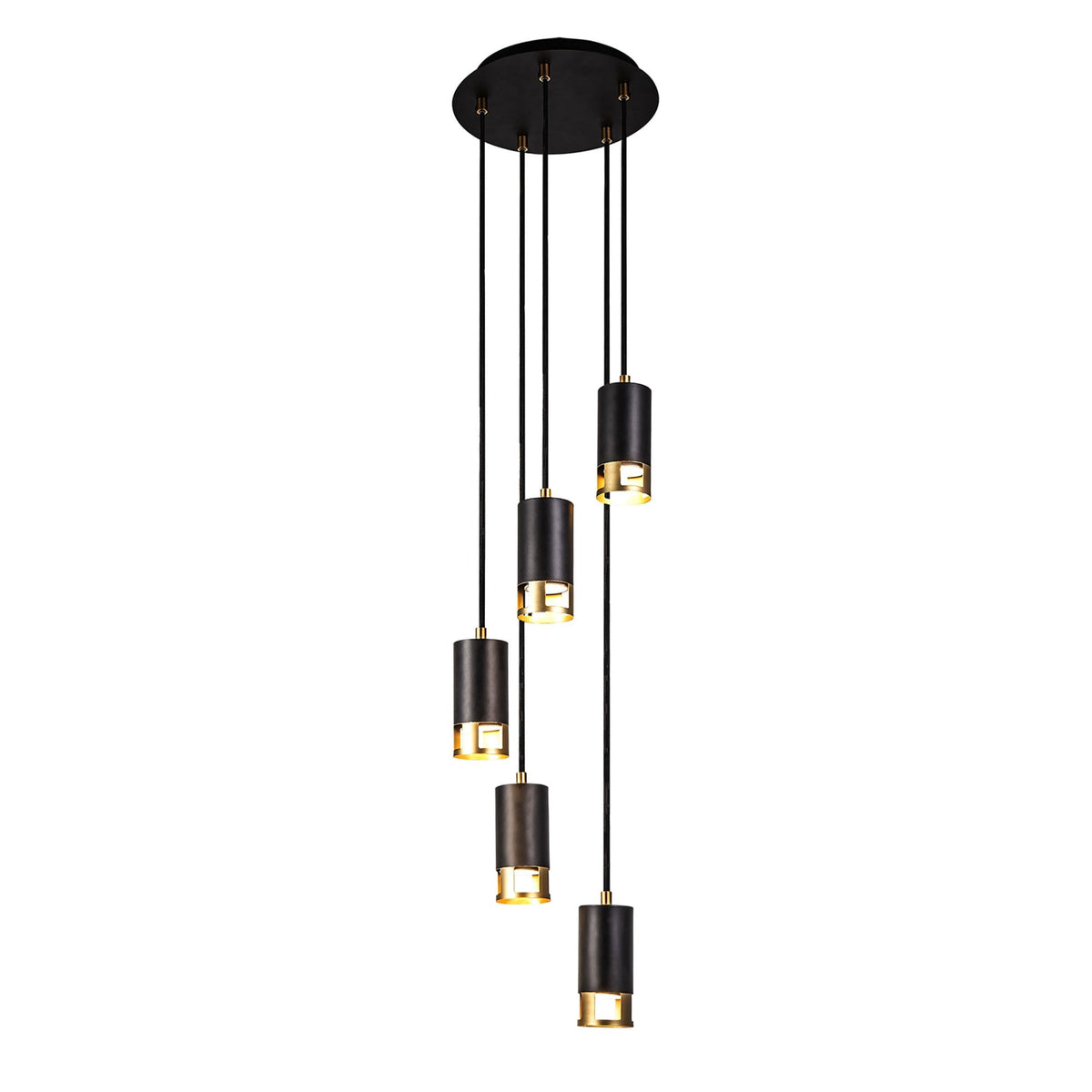 Abbey Five Drop Round Pendant Painted Gold