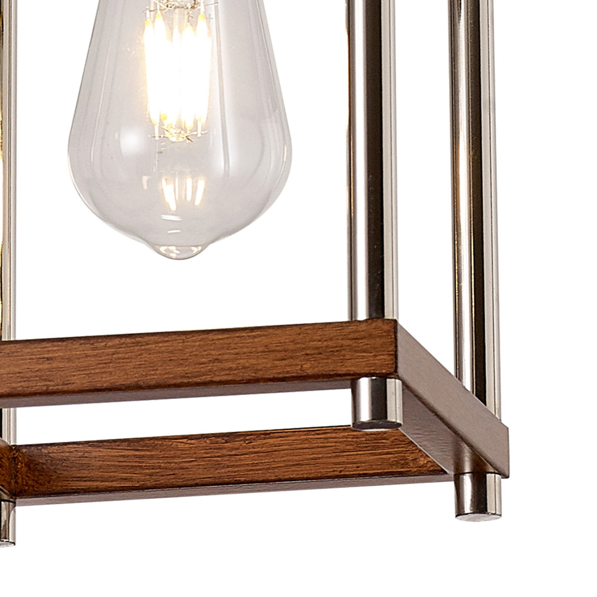 Huntshaw Single Light Pendant in Walnut & Polished Nickel