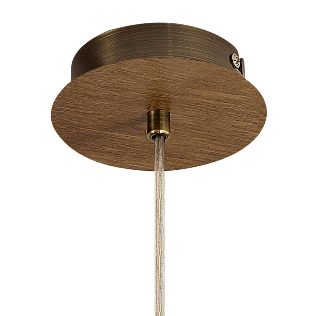 Huntshaw Single Light Pendant in Medium Oak & Antique Brass