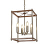 Huntshaw Four Light Pendant in Walnut & Polished Nickel
