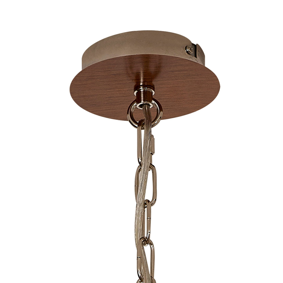 Huntshaw Four Light Pendant in Walnut & Polished Nickel