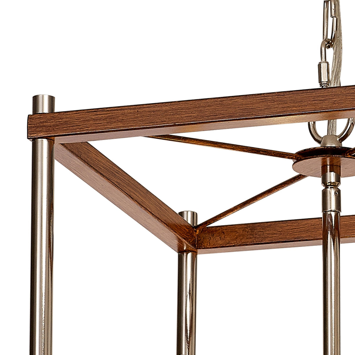 Huntshaw Four Light Pendant in Walnut & Polished Nickel