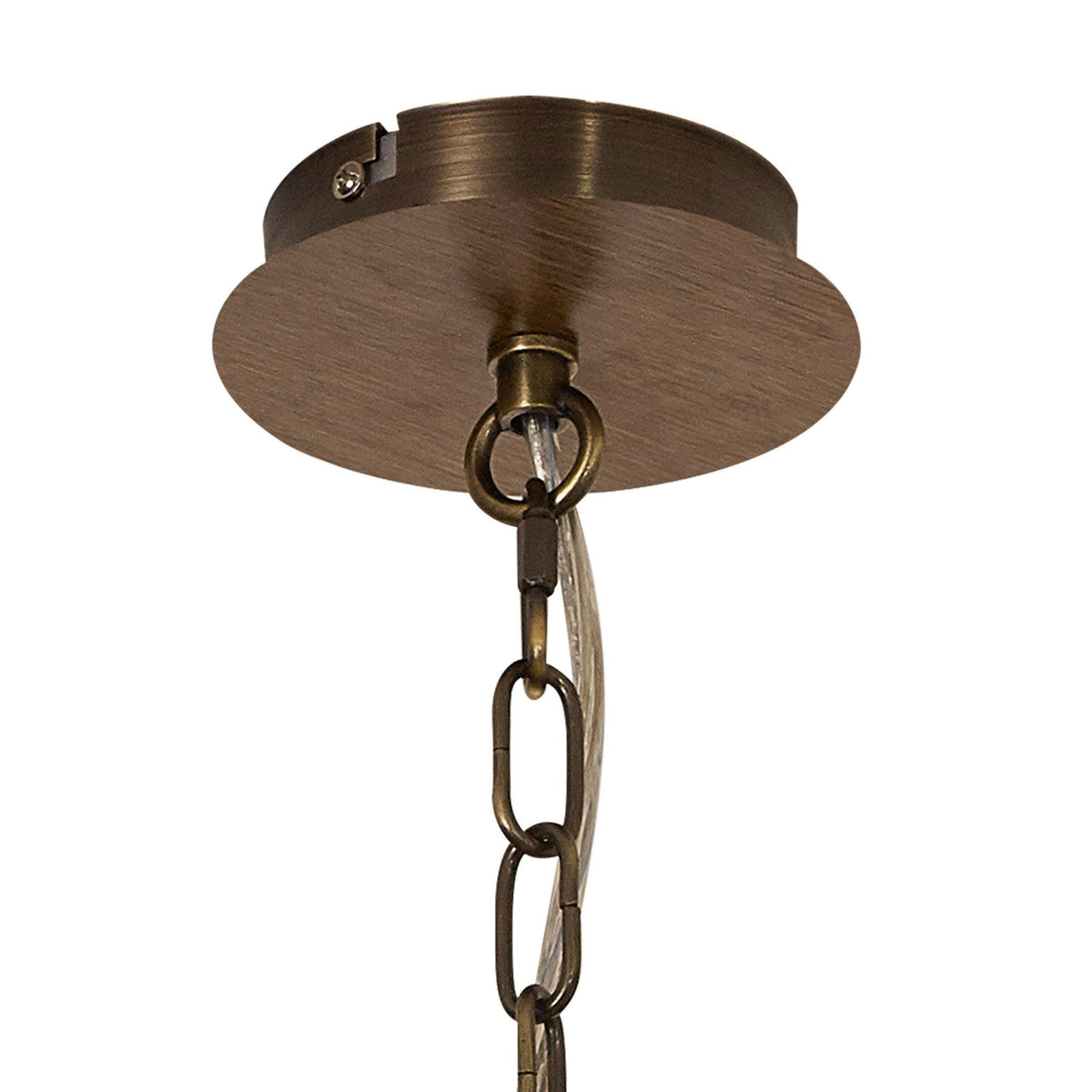 Huntshaw Four Light Pendant in Medium Oak & Antique Brass