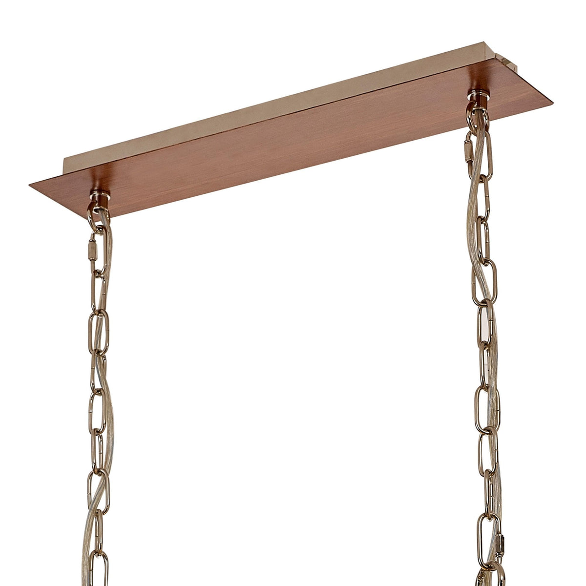 Huntshaw Eight Light Linear Pendant in Walnut & Polished Nickel