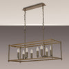 Huntshaw Eight Light Linear Pendant in Medium Oak & Antique Brass