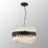 Kelly Ten Light Pendant in Satin Black & Clear Glass